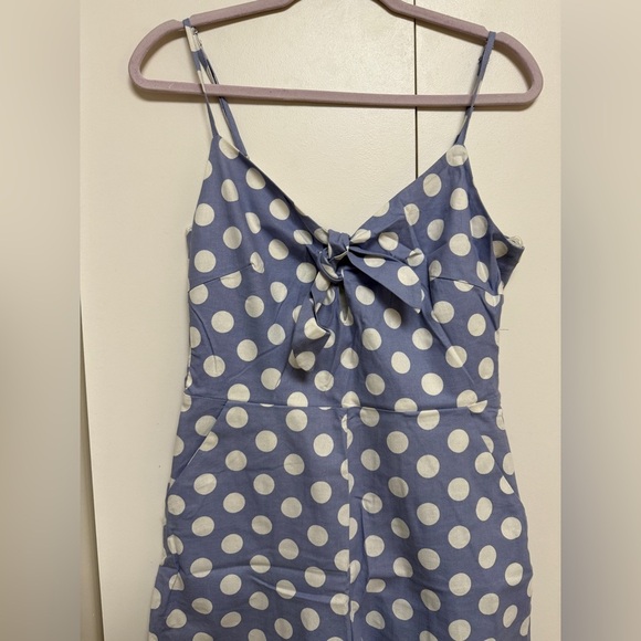 NWOT | Main Strip Blue Polka Dot Jumpsuit/ Romper Midi Size L - Picture 2 of 8